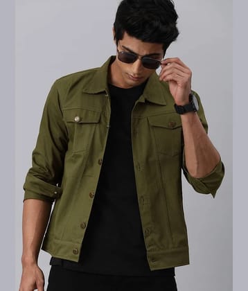VOGATI Denim Men's Denim Jacket - Olive ( Pack of 1 ) - None