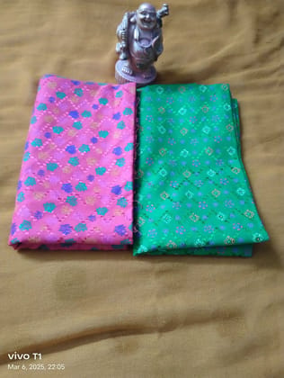 Pink Light Green Blouse Piece 1 Meter