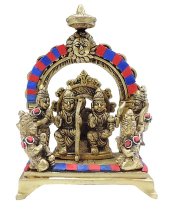 Handcrafted Brass Ram Darbar Murti | Traditional Ram Parivar Idol for Puja, Height : 7 Inch (BSMAS131 Z)