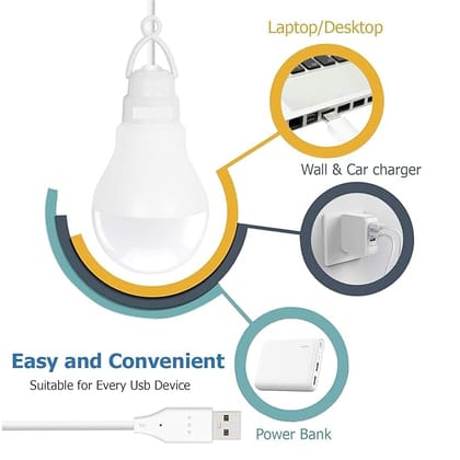 Worldwide e-Mart USB Bulb for Power Bank, USB led Light for Power Bank, USB Light for Mobile Lamp/LED USB Bulb Mini LED Night Light led Portable Light - White (Pack of 2)