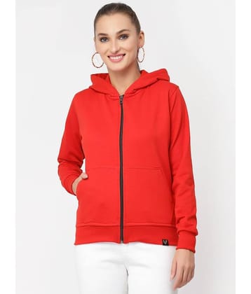 Uzarus Cotton Red Hooded Sweatshirt