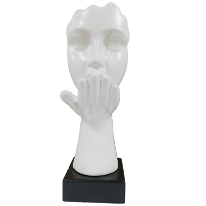 Abstract Flying Kiss Woman Face Statue Table Ascent H 31.5 cm-Poly Resin