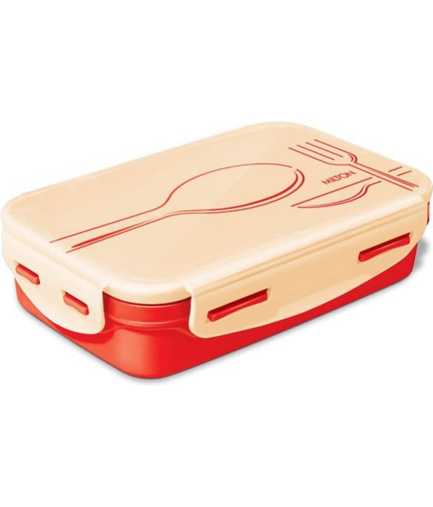MILTON Steely Deluxe Mini Inner Steel Kids Tiffin Box 400 ml Red