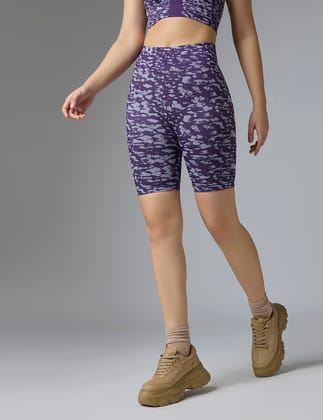 Camo Bike Shorts-GRAPE / XL