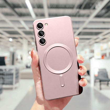 Samsung S23 Soft Matte Finish Wireless Charging Case-Chalk Pink