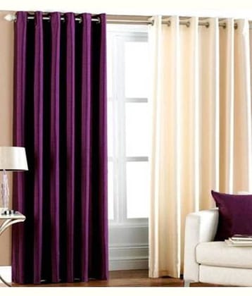 N2C Home Solid Semi-Transparent Eyelet Curtain 7 ft ( Pack of 2 ) - Purple