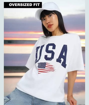 JUNEBERRY Women Cotton Printed Oversized Fit Round Neck T-Shirt ( Black )