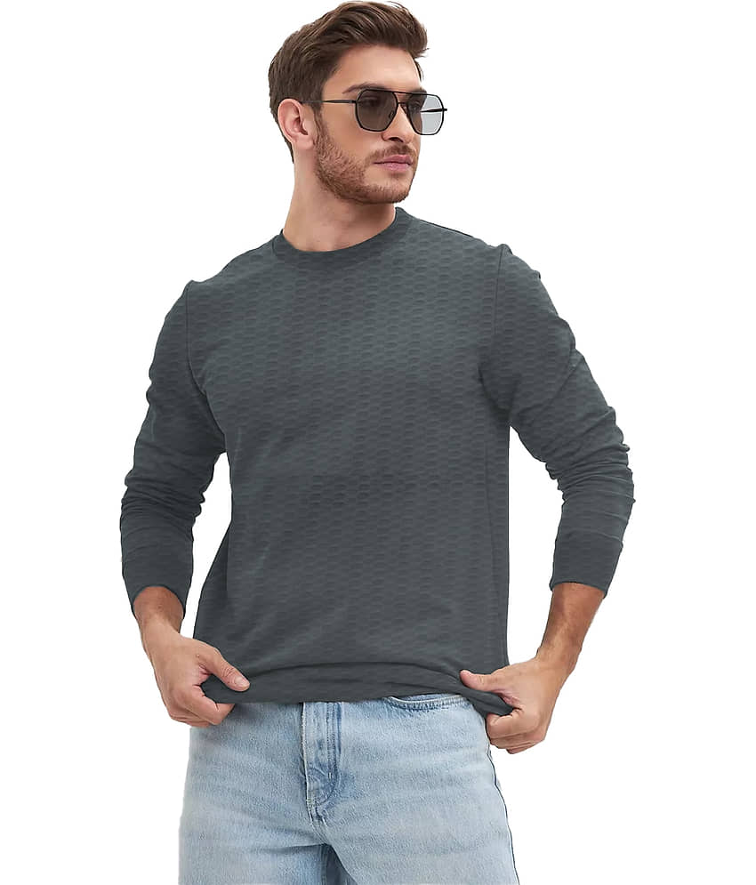 Leotude Pack of 1 Cotton Blend Regular Fit Men's T-Shirt ( Grey )