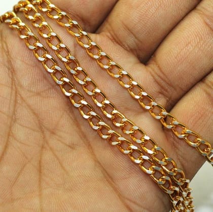 1 Mtr Rose Gold Aluminium Chain, Link Size 7x4mm-Pink / Aluminium