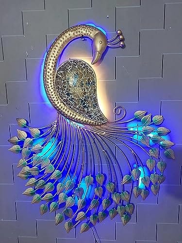 Metal Handcrafted Peacock Wall Decor With LED Light, Home Decor, Wall Decor, Diwali Gift, Corporate Gift, Home