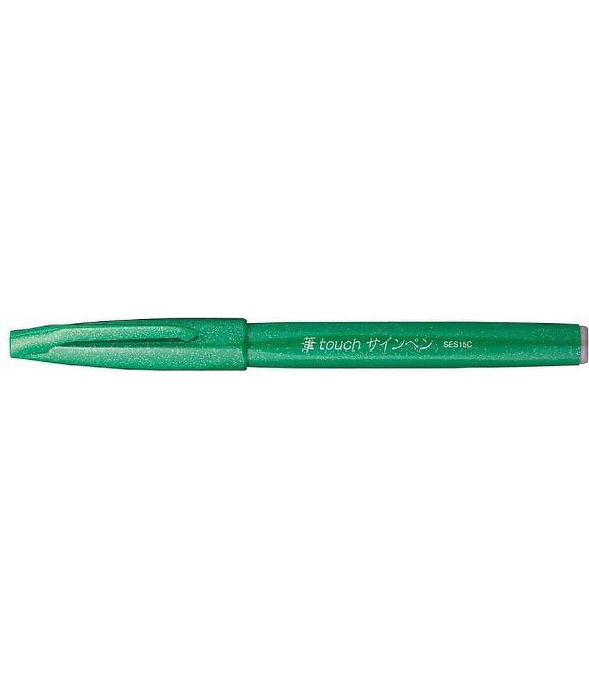 PENTEL SES15C Fine & Flexible Brush Tip Nib Sketch Pens  with Washable Ink (Set of 2, Green)