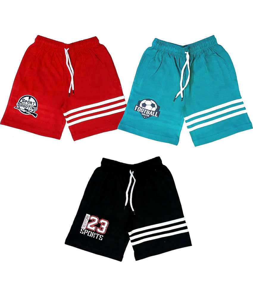 atlans Pack of 3 Cotton Blend Shorts For Boys ( Red )