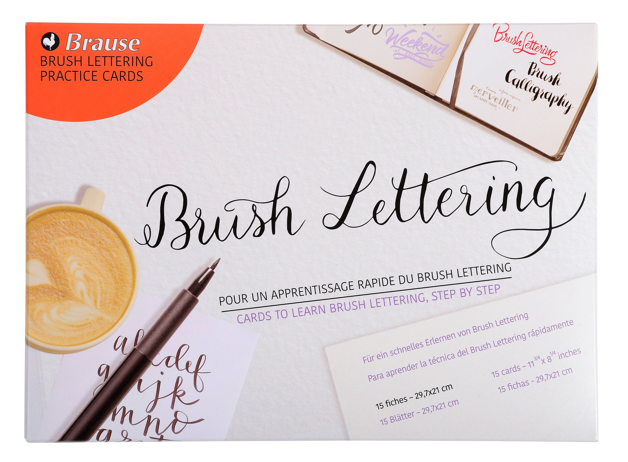 Brause Introduction to Brush Lettering Practice Cards - A4 - 297 x 210 mm