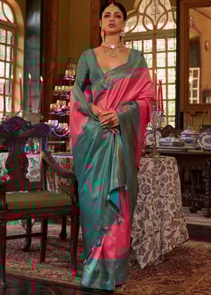 Raspberry Pink Woven Kanjivaram Silk Saree