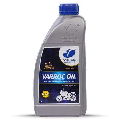 VARROC 20W50 Ester Blend Semi-Synthetic Engine Oil for Bikes, High Friction Modifiers, High Fuel Economy, Ideal for High Performance Bikes- API SN MA2 (1L)
