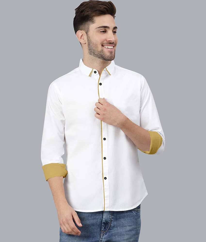 VTEXX Cotton Blend Regular Fit Solids Full Sleeves Men's Casual Shirt - White ( Pack of 1 )