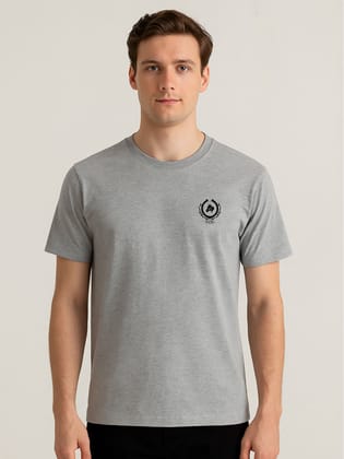Cotton Grey Mélange Round neck T-Shirt