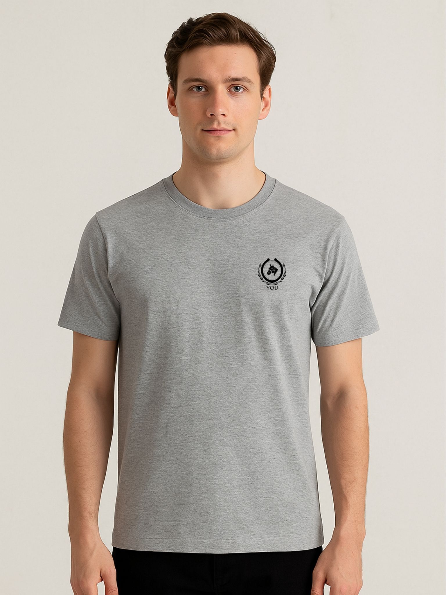 Cotton Grey Mélange Round neck T-Shirt