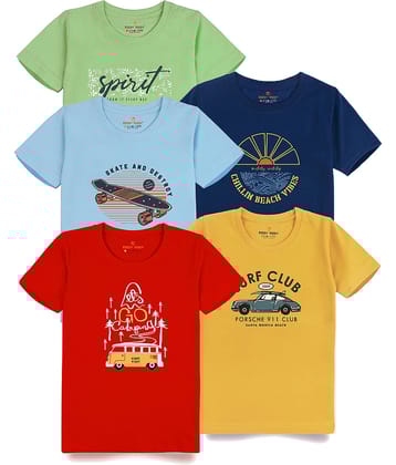 KIDDY VIDDY Pack of 1 Boys Cotton T-Shirt ( Peach )