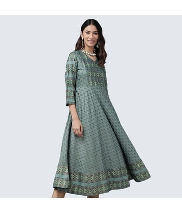 Yash Gallery - Green Rayon Women's Flared Kurti ( Pack of 1 )
