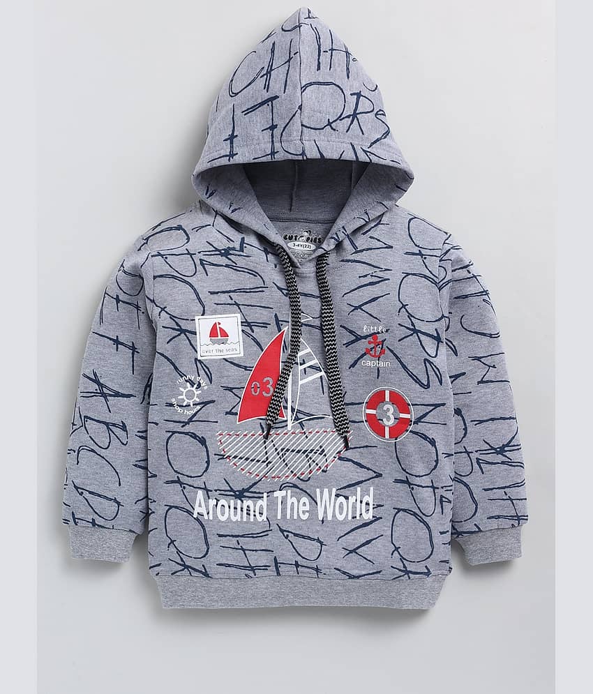 CUTOPIES Pack of 1 Boys Cotton Blend Sweatshirt ( Dark Grey )