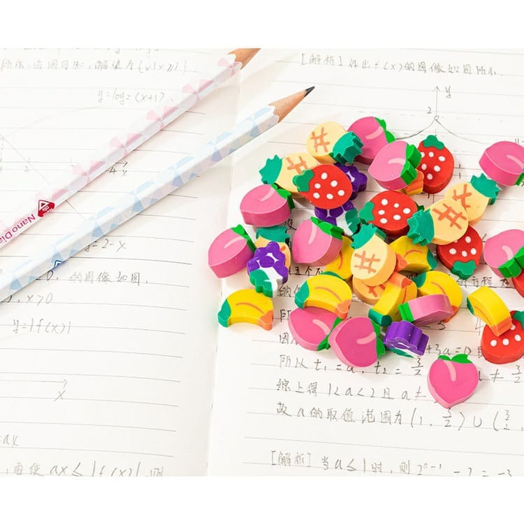 1 Jar of Fruit Erasers for Kids, Eraser Set for Return Gift, Stationary Set for Kids - Random