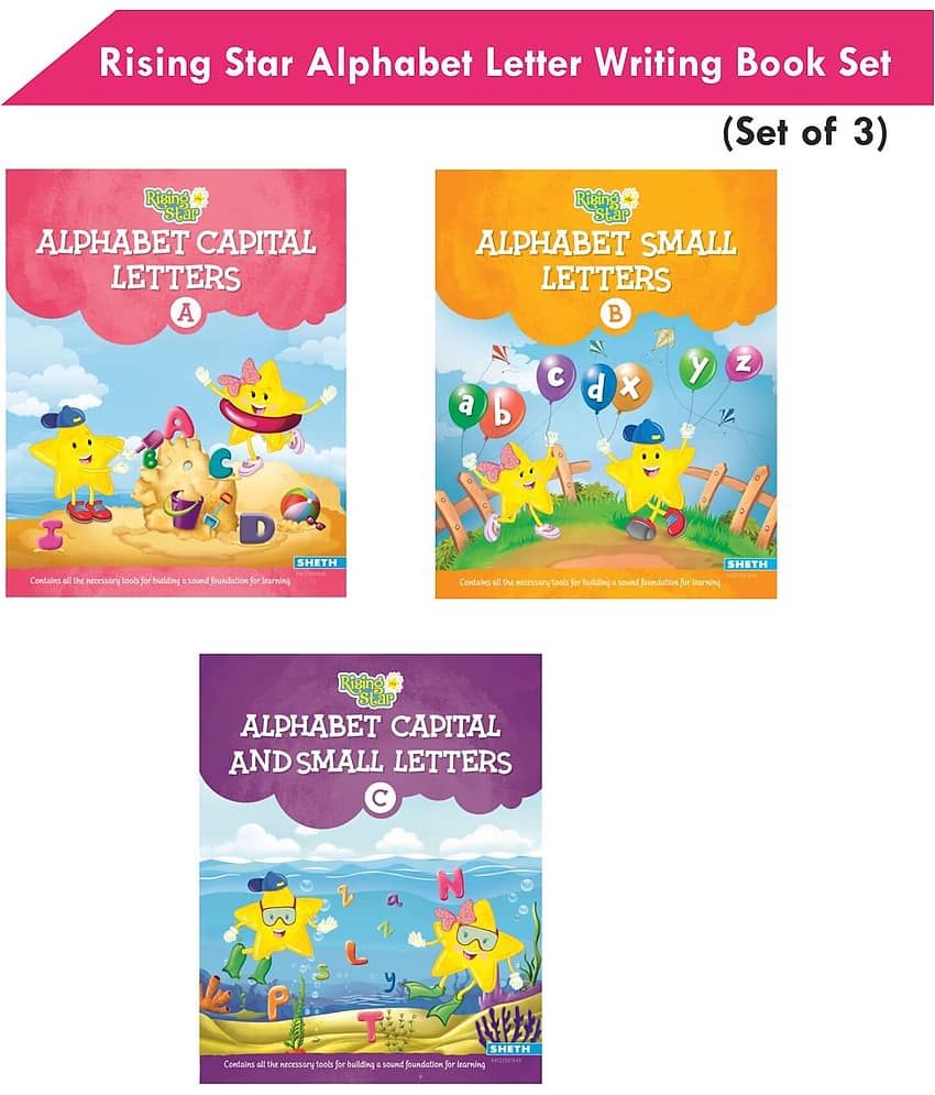 Rising Star Alphabet Capital & Small Letter Writing Practice Books Set for Kids| Set of 3| Ages 3-6 Years