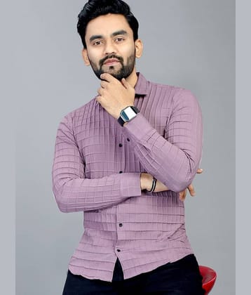 STI Poly Cotton Regular Fit Popcorn Textured Full Sleeves Men's Casual Shirt - Pink ( Pack of 1 )