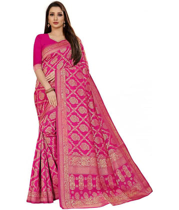 Sidhidata Jacquard Self Design Saree With Unstitched Blouse Piece ( Pink )