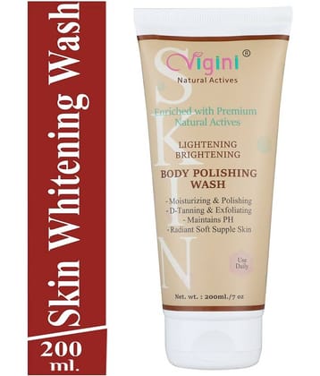 Vigini Skin Whitening Soap Cream Serum Gel use with Body Wash Lightening Face Wash + Scrub 200 mL
