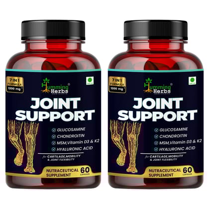 Humming Herbs Joint Support Supplement with Glucosamine, Chondroitin, MSM, Hyaluronic Acid, Collagen Peptides, Vitamins | Promotes Cartilage Health & Flexibility - Pack of 2