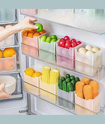 2Mech FRIDGE CONTAINER Plastic White Multi-Purpose Container ( Set of 8 )