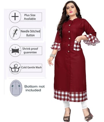 Lerkiza - Maroon Cotton Women's Straight Kurti ( Pack of 1 )