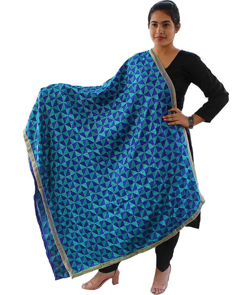 Sahej Suits & Phulkari Blue Chiffon Dupatta