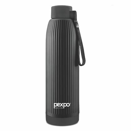 PEXPO 700 ml PU Insulated 4 Hours Warm & Cold School Kids Bottle (Black, Easy Grip, Pack of 1)