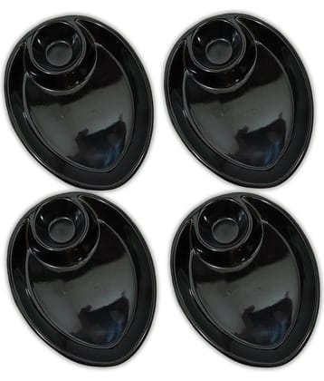 Inpro 4 Pcs Melamine Black Quarter Plate