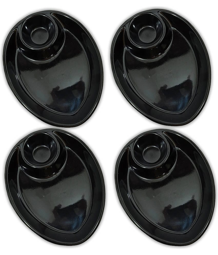Inpro 4 Pcs Melamine Black Quarter Plate