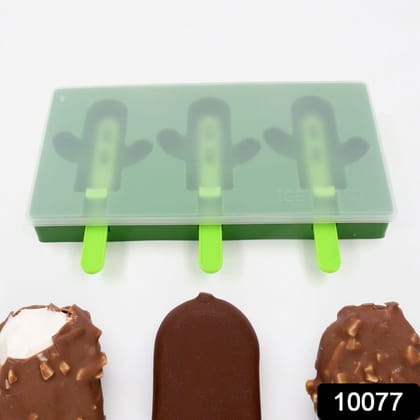 Ice Cream Mould sicle Mold, Cactus Shape Ice  Molds Homemade sicle for DIY Ice sicle, 3-Cavity Summer Food Kitchen Tools (1 Pc)