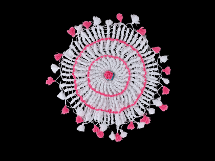 Handmade Crosia Thali Pose for Home Decoration and Festival (14 Inches)