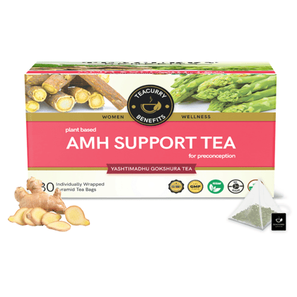 TEACURRY AMH Support Tea (1 Month Pack, 30 Tea Bags) - For Women with Diet Chart - Women AMH Support Tea
