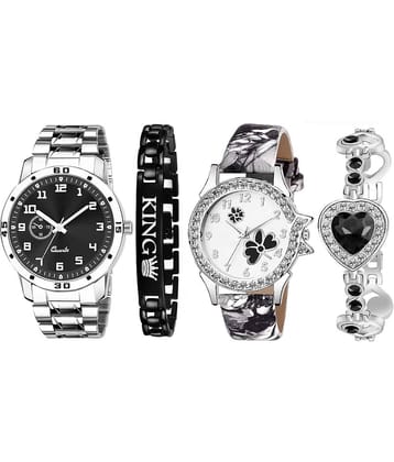 Shivark Multicolor Leather Analog Couple's Watch