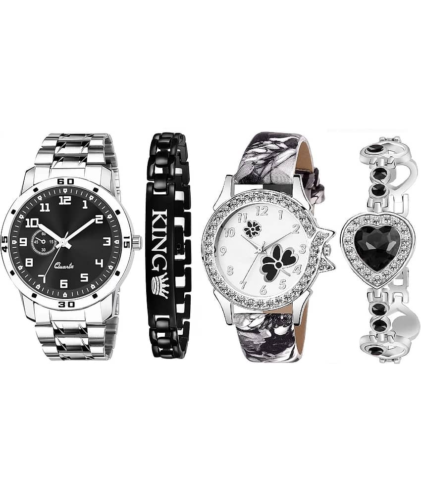 Shivark Multicolor Leather Analog Couple's Watch