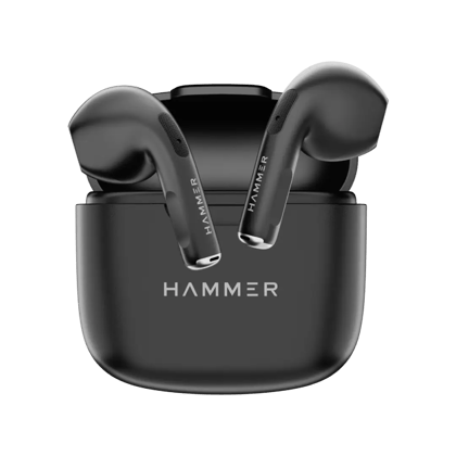 Hammer KO Mini Bluetooth Earbuds with Touch Controls and Voice Assistant (Black)