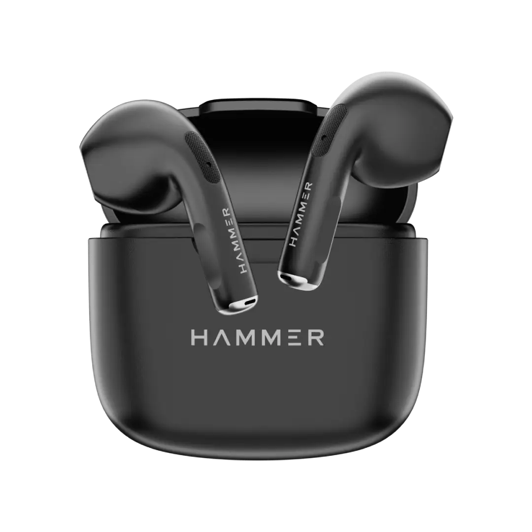 Hammer KO Mini Bluetooth Earbuds with Touch Controls and Voice Assistant (Black)