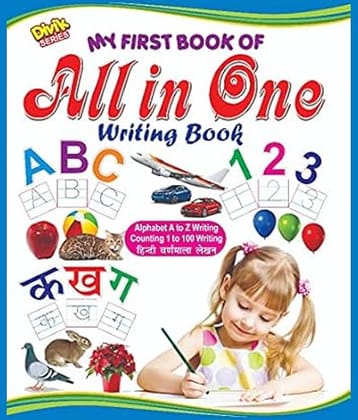 All In One Writing Book (Capital Letters, Numbers 1-100, Hindi Varnmala) (Full Coloured 64 Pages) Paperback – 1 January 2021