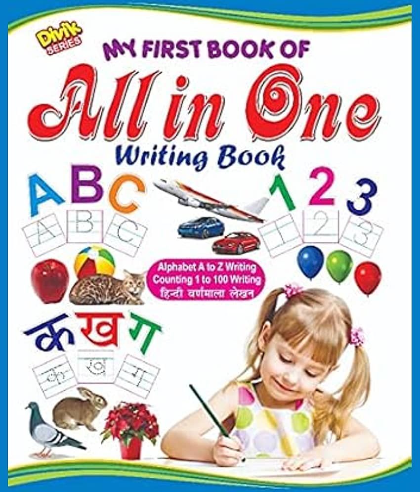 All In One Writing Book (Capital Letters, Numbers 1-100, Hindi Varnmala) (Full Coloured 64 Pages) Paperback – 1 January 2021