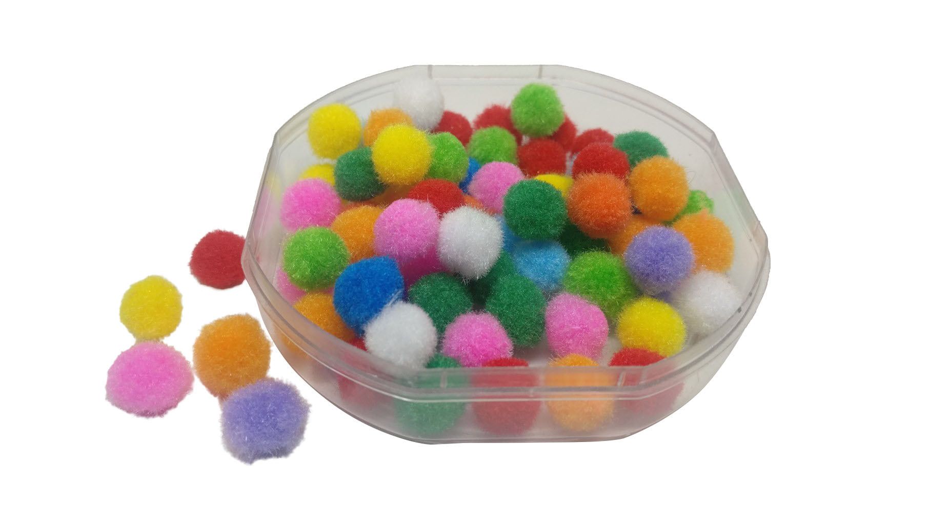 Synthetic Pom Pom Balls Beads For Arts Crafts Sewing Dolls-15 MM (45-50 Beads - 10 Grams) / Mixed Colors