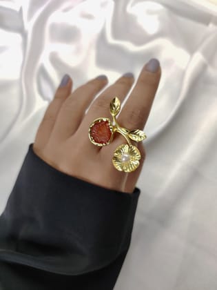 Flower Ring, Carnelian-adjustable