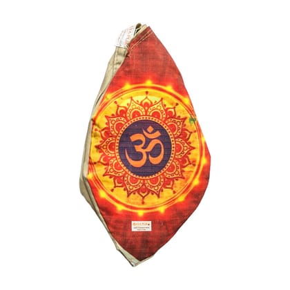 MAYAPURI Om (Aum) Printed Gomukhi Japa Mala Bag, Pure Cotton Beads Bag, Original Chanting Bag, Jhola with Zip Pocket and Sakshi Mala Counter, Pack of 1