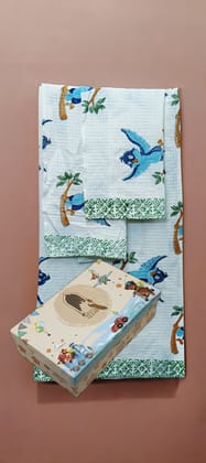 Kids Gift Set - Handblock Printed Towels - 1 Bath + 2 Hand Towels